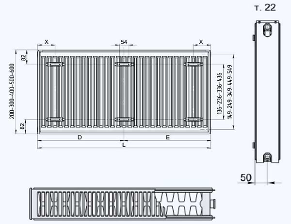 Фото - Радіатор опалення RENS 22 тип 500х700 бок.підключення