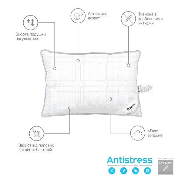 Фото - Набір ковдра євро + 2 подушки Sonex 200х220 штучний лебединий пух Antistress Карбон + дві подушки 50х70 (SO102195)