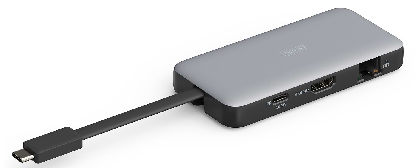 Хаб USB Digitus USB-C HDMI/2xUSB-A/USB-C/SD/MicroSD/RJ54 (DA-70916)