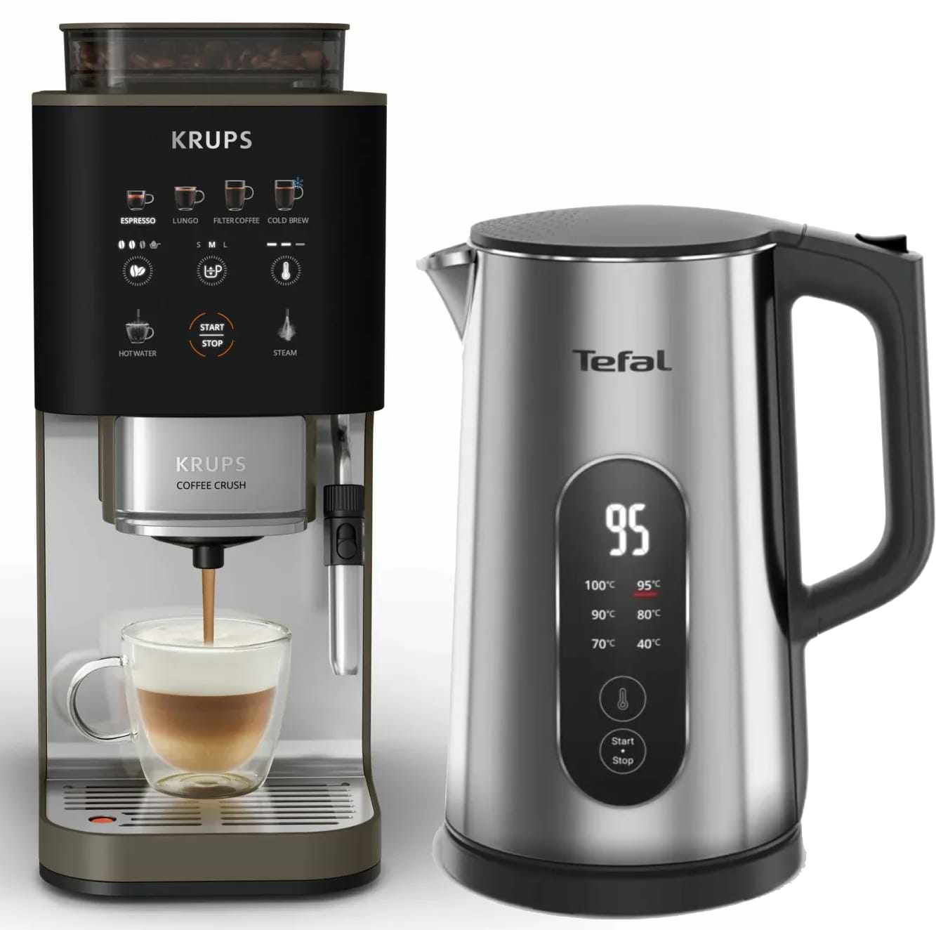 Комплект техники Krups Кофемашина + Чайник электрический Krups SA403BE0 Coffee Crush Experience + KI871DE0