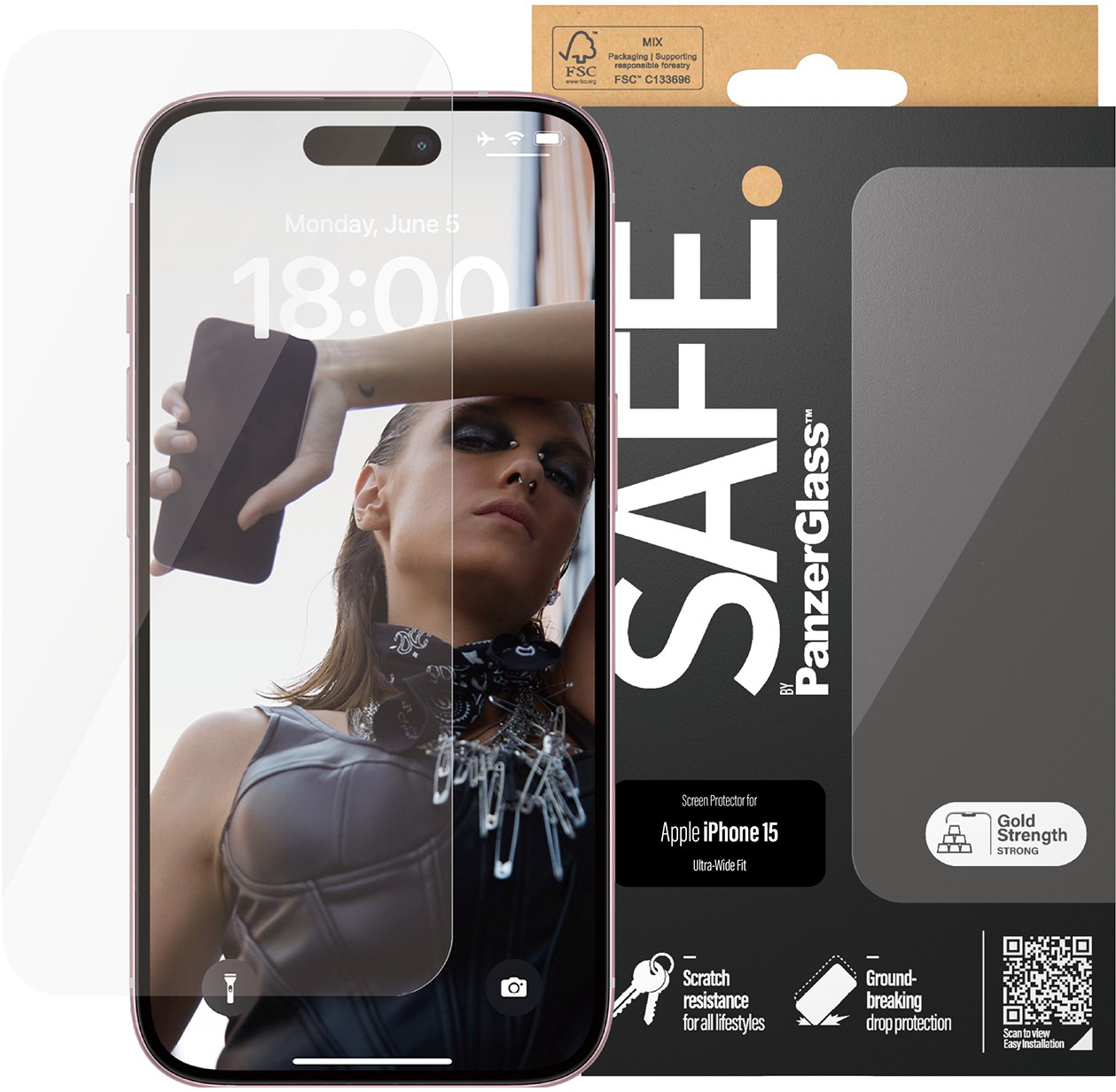 Захисне скло для смартфону PanzerGlass SAFE Screen Protector iPhone 15 | Ultra-Wide Fit (PG_SAFE95534) - Фото 1