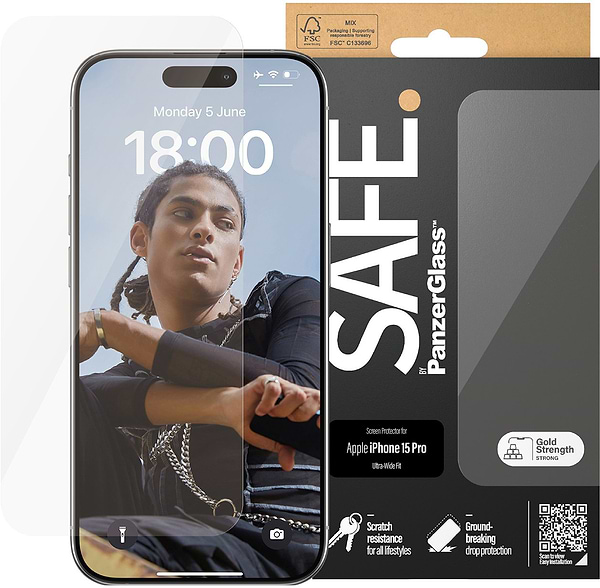 Фото - Захисне скло для смартфону PanzerGlass SAFE Screen Protector iPhone 15 Pro | Ultra-Wide Fit (PG_SAFE95535) Фото - Захисне скло для смартфону PanzerGlass SAFE Screen Protector iPhone 15 Pro | Ultra-Wide Fit (PG_SAFE95535)