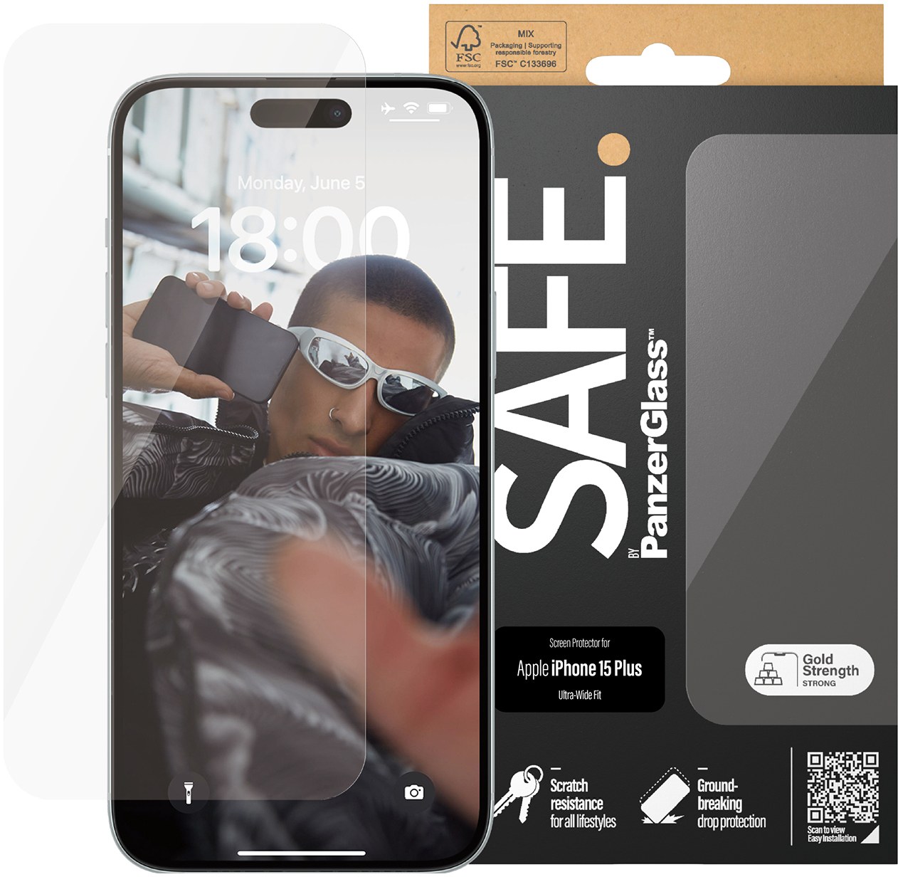 Захисне скло для смартфону PanzerGlass SAFE Screen Protector iPhone 15 Plus | Ultra-Wide Fit (PG_SAFE95536) - Фото 1