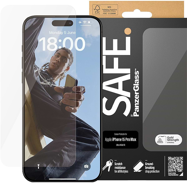 Фото - Захисне скло для смартфону PanzerGlass SAFE Screen Protector iPhone 15 Pro Max | Ultra-Wide Fit (PG_SAFE95537)