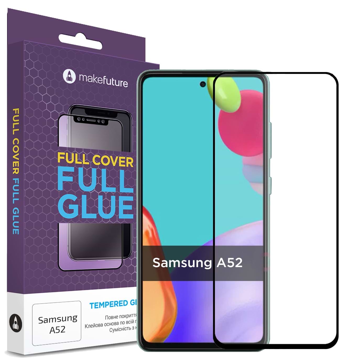 Захисне скло для смартфону MakeFuture Full Cover Full Glue Samsung A52 (MGF-SA52)
