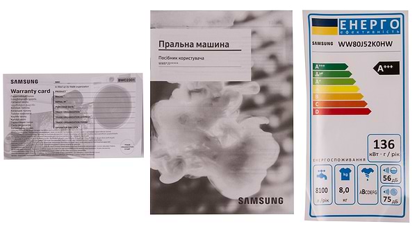 Фото - Пральна машина Samsung WW80J52K0HW/UA