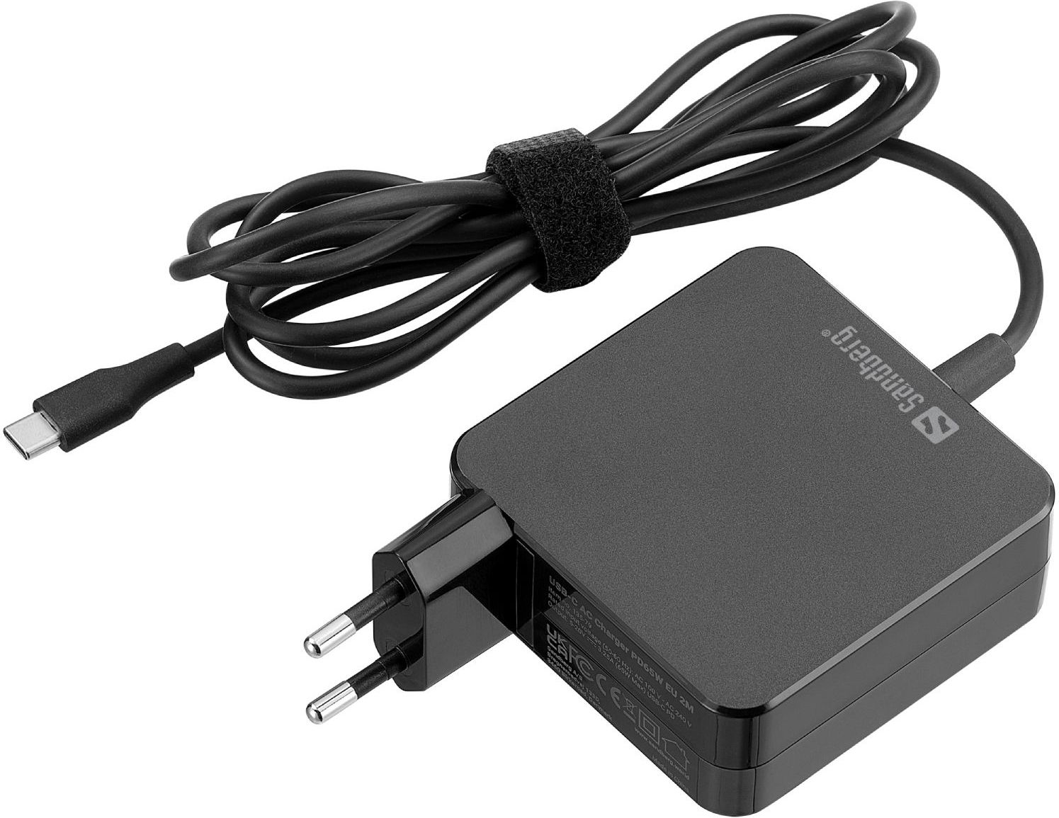 Сетевое зарядное устройство Sandberg 1xUSB 65W (USB-C) Gan, built in cable 2 m Black (135-79)