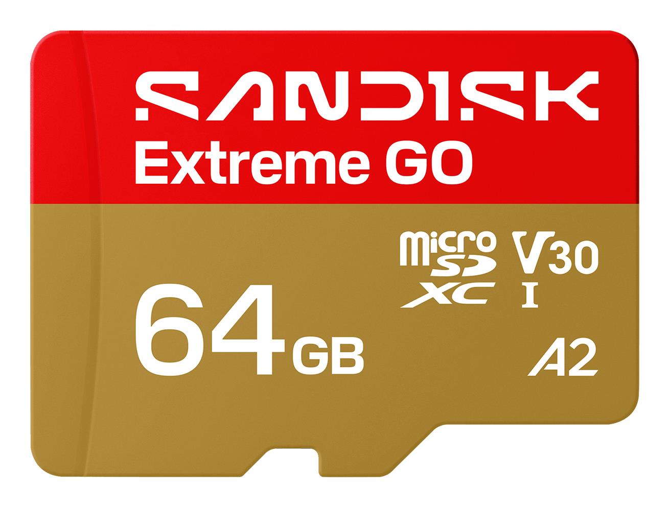 Карта памяти SanDisk microSDXC (UHS-1 U3) Extreme GO A2 64Gb class 10 V30 (SDSQXGN-064G-GN6MN)