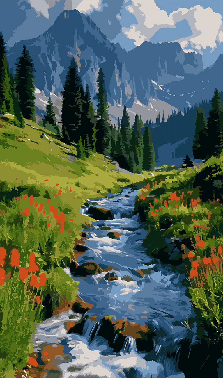 Картина за номерами Santi Гірський пейзаж 30х50 см (955555)