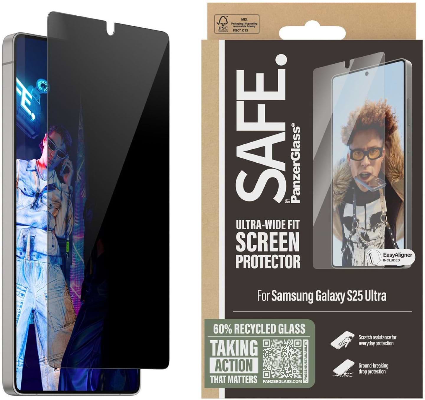 Захисне скло для смартфону PanzerGlass Privacy Samsung Galaxy S25 Ultra | Ultra-Wide Fit (PG_SARPUWFG38488) - Фото 1