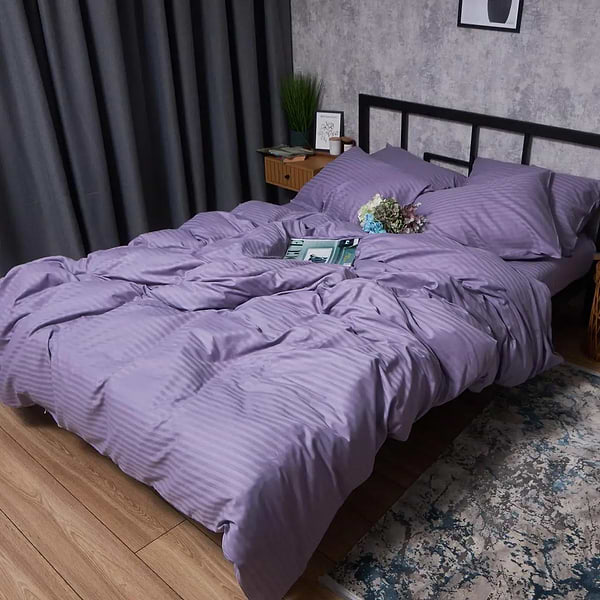Фото - Комплект постільної білизни Moon&Star Satin Stripe Soft Lilac King Size 220x240 нав. 4х50х70 (MS-820008683)