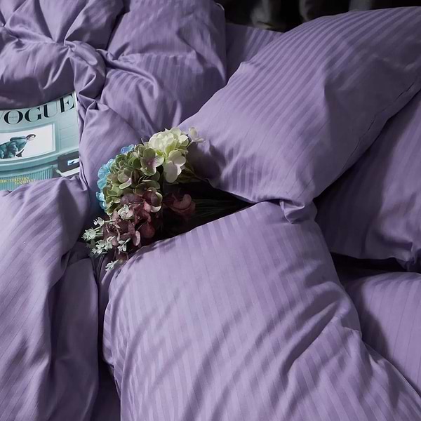 Фото - Комплект постільної білизни Moon&Star Satin Stripe Soft Lilac King Size 220x240 нав. 4х50х70 (MS-820008683)
