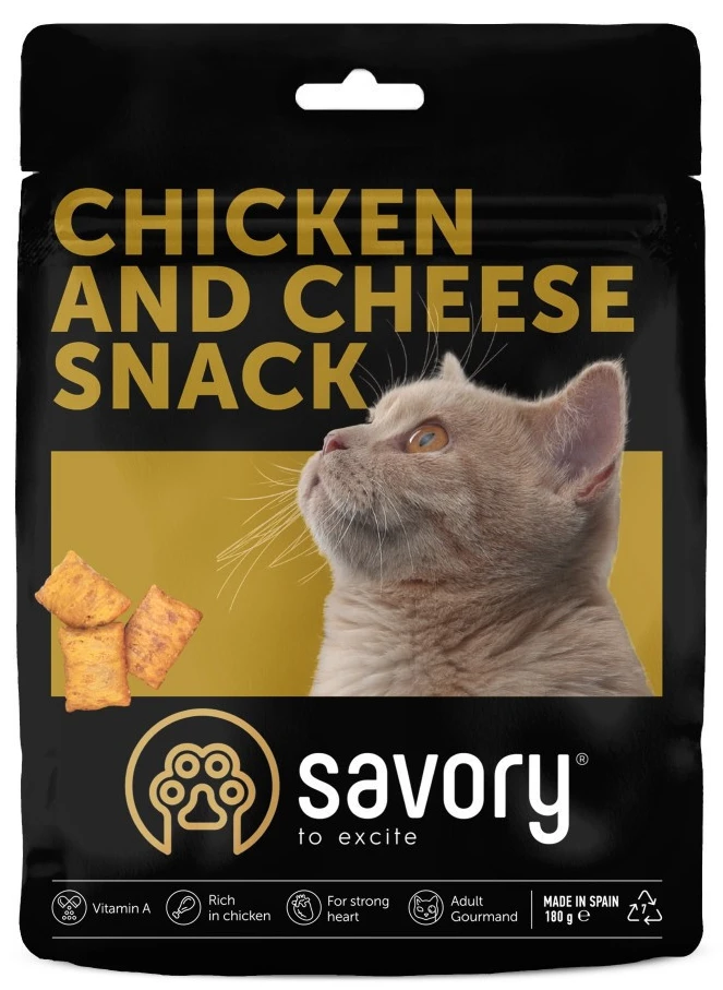 Ласощі для котів подушечки Savory для дорослих вибагливих котів з куркою та сиром 180 г (4820261921311)