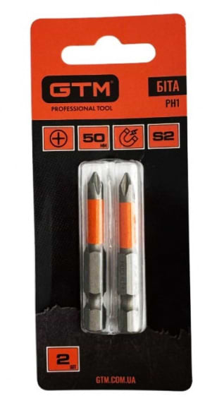 Набір біт для викрутки GTM PH1 50мм 2 шт. (SB-H1-50B)