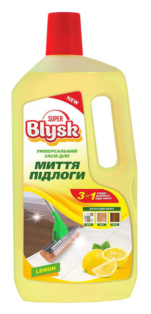 Засіб для чищення універсальний Super Blysk для миття підлоги Лимон 1 л (SB51547) - Фото 1