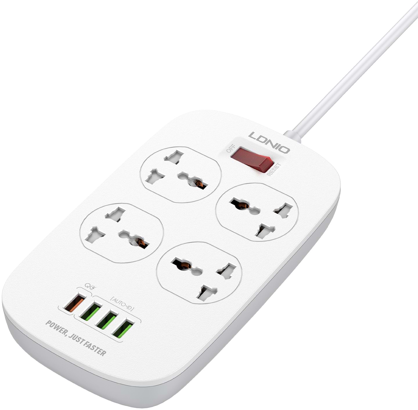 Сетевой фильтр Ldnio 4 р 4 USB + 1 QC 3.0 3.4 A 2 m White (SC4407Q)