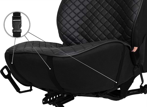 Фото - Уцінка - Накидка на сидіння автомобіля EVAtech ECO чорна з чорною ниткою, чорний кант SCASBBB
