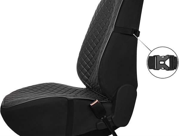 Фото - Уцінка - Накидка на сидіння автомобіля EVAtech ECO чорна з чорною ниткою, чорний кант SCASBBB