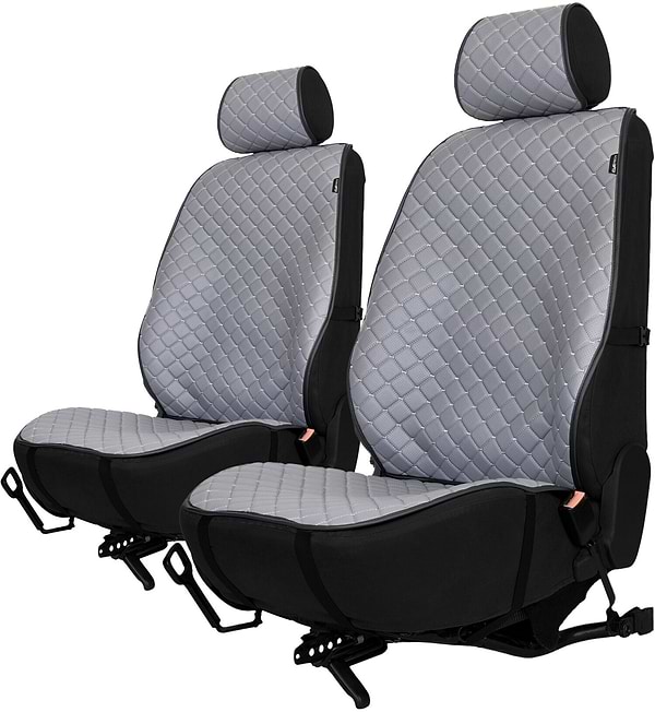Фото - Накидка на сиденье автомобиля EVAtech ECO серые с серой нитью, черный кант 2 шт SCASDGGB