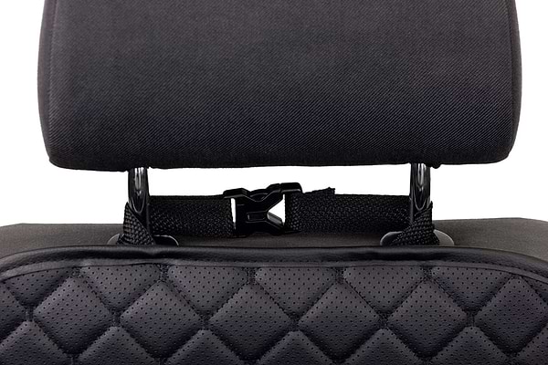 Фото - Накидка на спинку переднього сидіння автомобіля EVAtech ECO чорна з чорною ниткою, чорний кант SCFSBBB