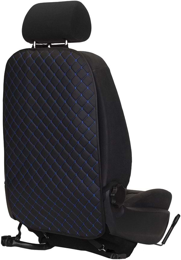 Фото - Накидка на спинку переднього сидіння автомобіля EVAtech ECO чорна з синьою ниткою, чорний кант SCFSBLB