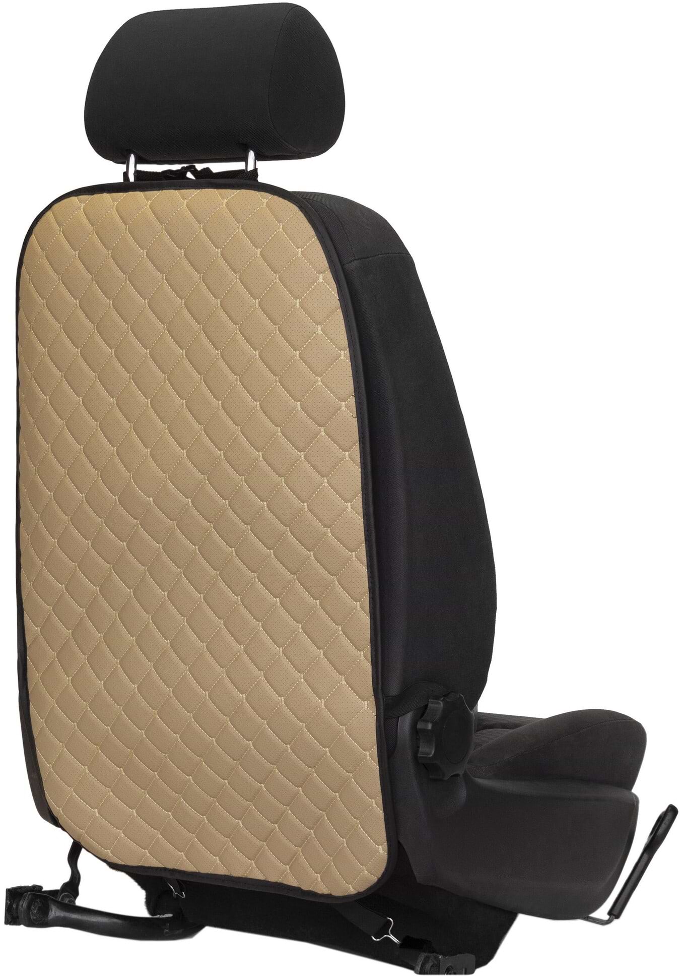 Накидка на спинку переднього сидіння автомобіля EVAtech ECO бежева з бежевою ниткою, чорний кант SCFSIIB