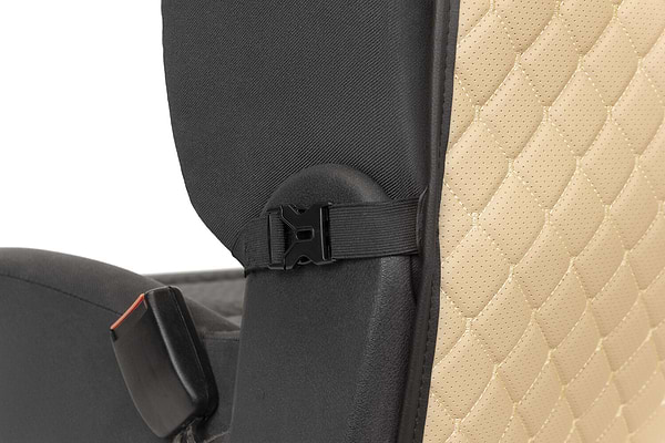 Фото - Накидка на спинку переднього сидіння автомобіля EVAtech ECO бежева з бежевою ниткою, чорний кант SCFSIIB