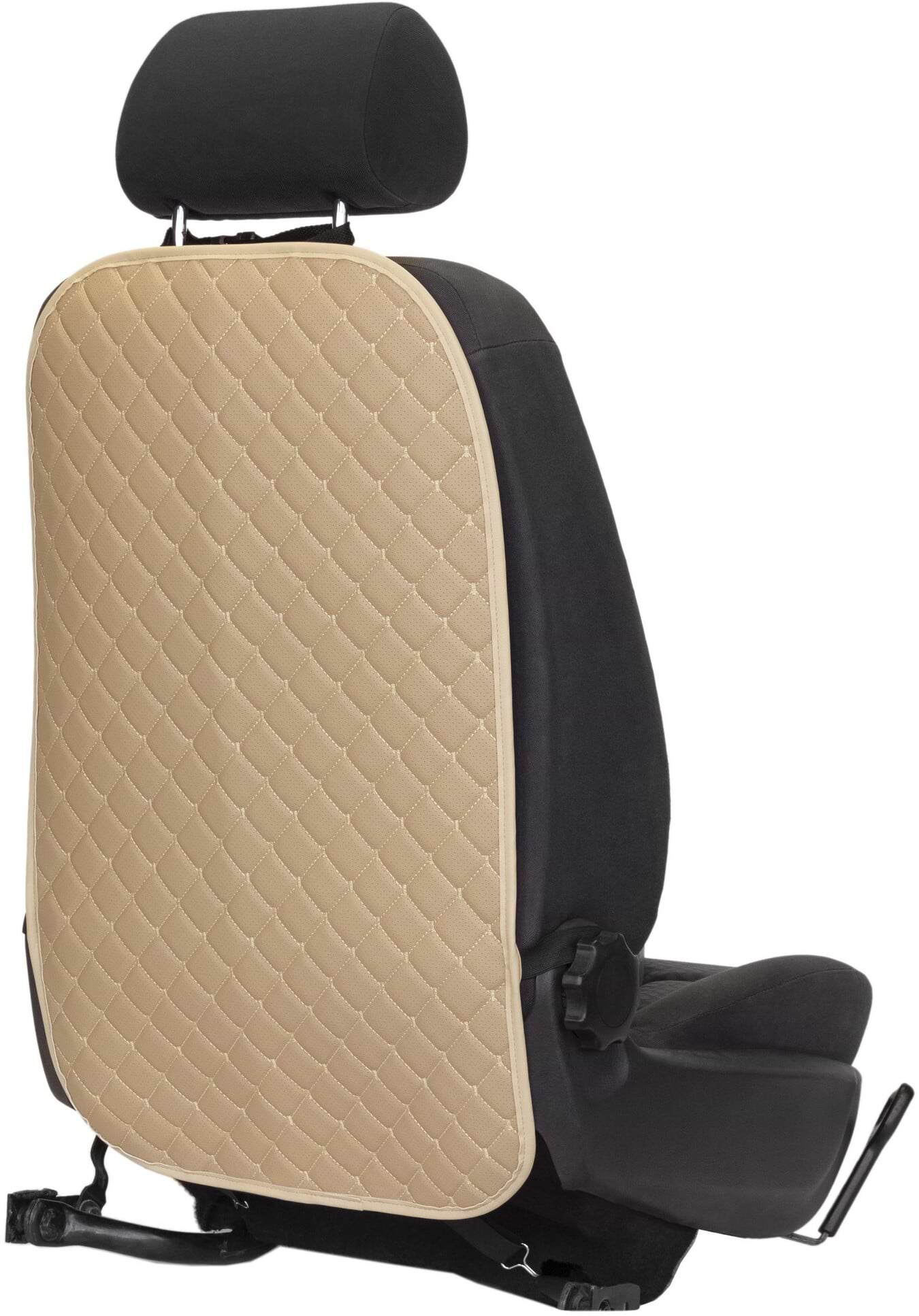 Накидка на спинку переднього сидіння автомобіля EVAtech ECO бежева з бежевою ниткою, бежевий кант SCFSIII
