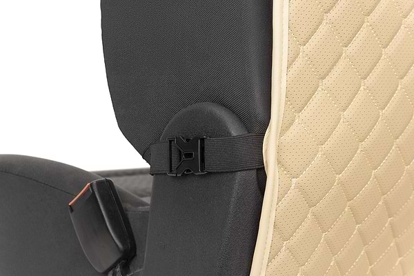 Фото - Накидка на спинку переднього сидіння автомобіля EVAtech ECO бежева з бежевою ниткою, бежевий кант SCFSIII