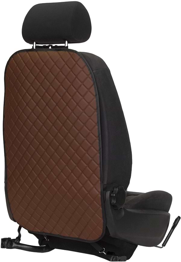 Фото - Накидка на спинку переднього сидіння автомобіля EVAtech ECO коричнева з коричневою ниткою, чорний кант SCFSZZB