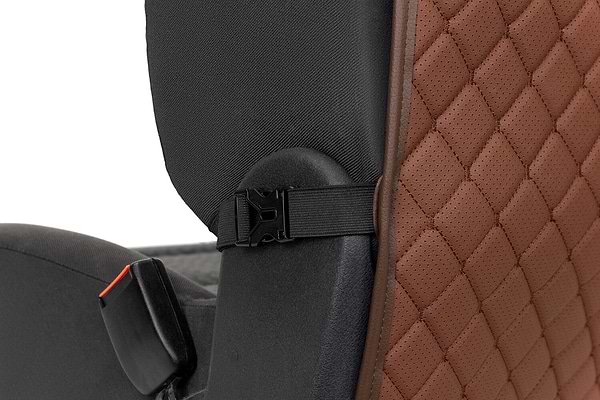 Фото - Накидка на спинку переднього сидіння автомобіля EVAtech ECO коричнева з коричневою ниткою, коричневий кант SCFSZZZ