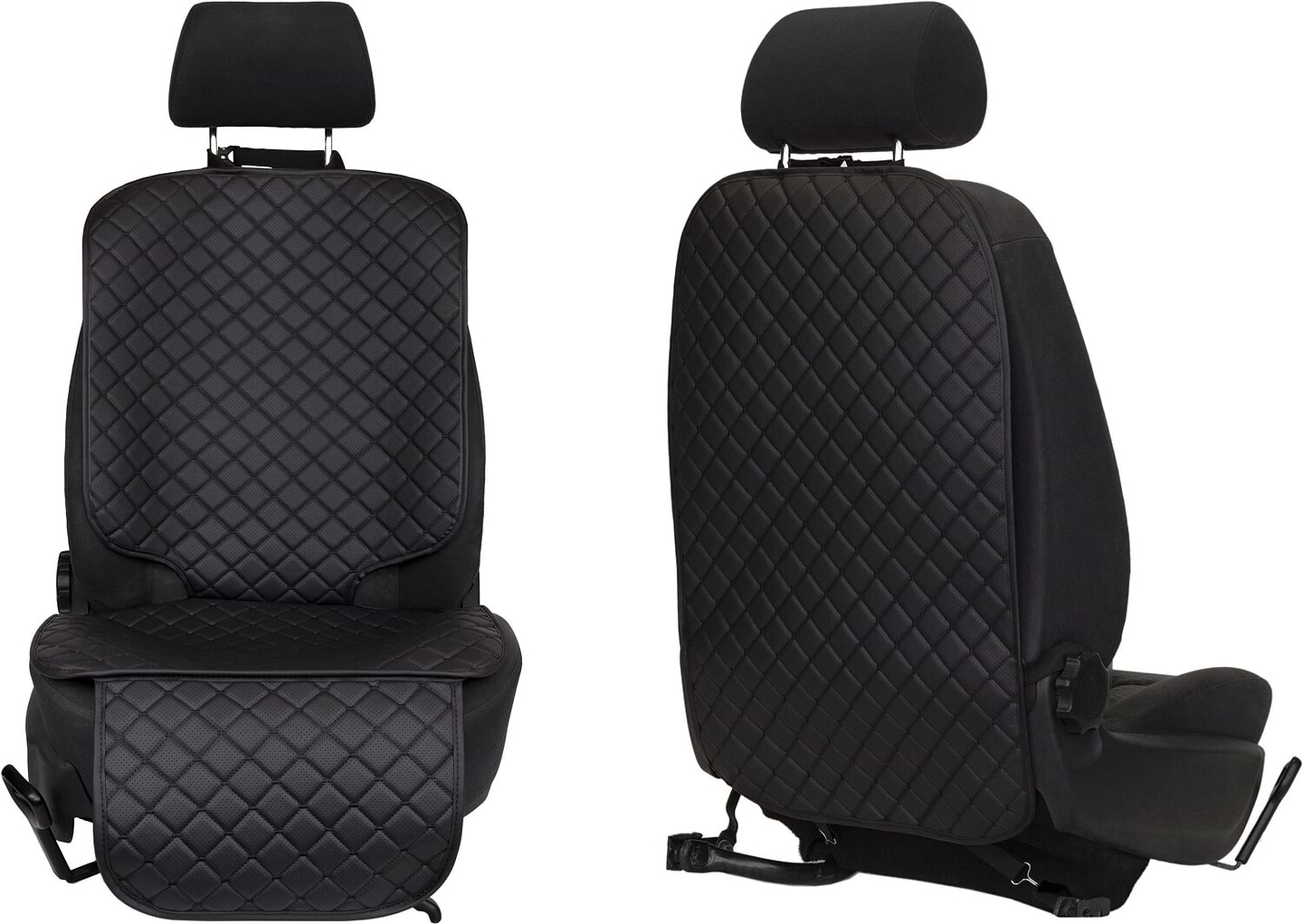 Комплект накидок під дитяче автокрісло та на спинку переднього сидіння автомобіля EVAtech ECO чорна з чорною ниткою, чорний кант SCKIDBBB