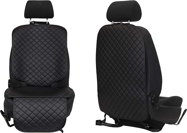 Фото - Комплект накидок под детское автокресло и на спинку переднего сиденья автомобиля EVAtech ECO черная с черной нитью, черный кант SCKIDBBB