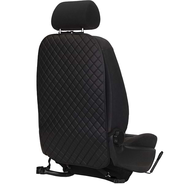 Фото - Комплект накидок под детское автокресло и на спинку переднего сиденья автомобиля EVAtech ECO черная с черной нитью, черный кант SCKIDBBB