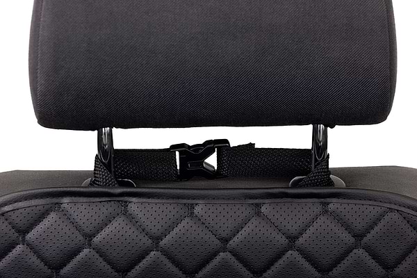 Фото - Комплект накидок под детское автокресло и на спинку переднего сиденья автомобиля EVAtech ECO черная с черной нитью, черный кант SCKIDBBB