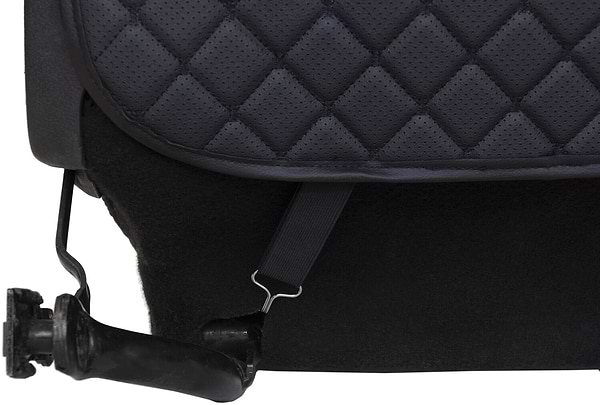 Фото - Комплект накидок под детское автокресло и на спинку переднего сиденья автомобиля EVAtech ECO черная с черной нитью, черный кант SCKIDBBB