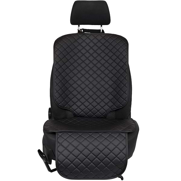Фото - Комплект накидок под детское автокресло и на спинку переднего сиденья автомобиля EVAtech ECO черная с черной нитью, черный кант SCKIDBBB