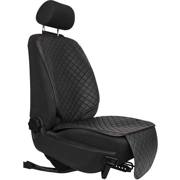 Фото - Комплект накидок под детское автокресло и на спинку переднего сиденья автомобиля EVAtech ECO черная с черной нитью, черный кант SCKIDBBB