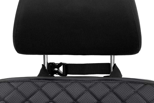 Фото - Комплект накидок под детское автокресло и на спинку переднего сиденья автомобиля EVAtech ECO черная с черной нитью, черный кант SCKIDBBB