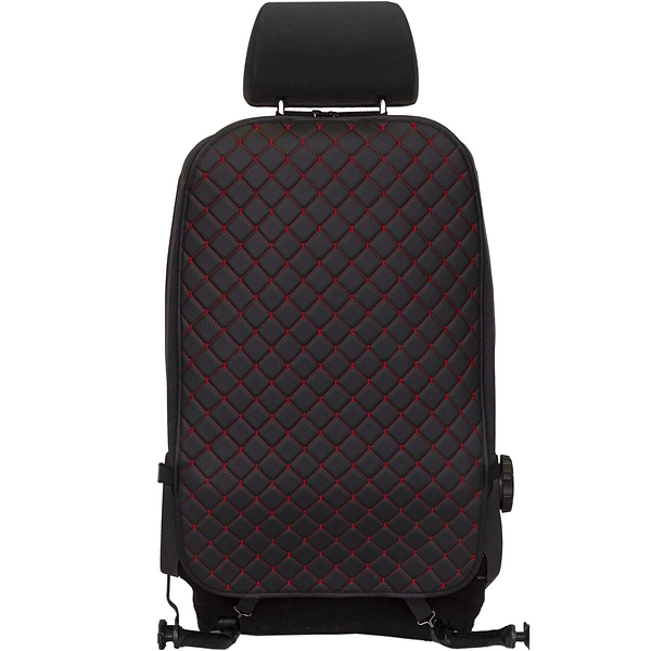 Фото - Комплект накидок под детское автокресло и на спинку переднего сиденья автомобиля EVAtech ECO черная с красной нитью, черный кант SCKIDBRB