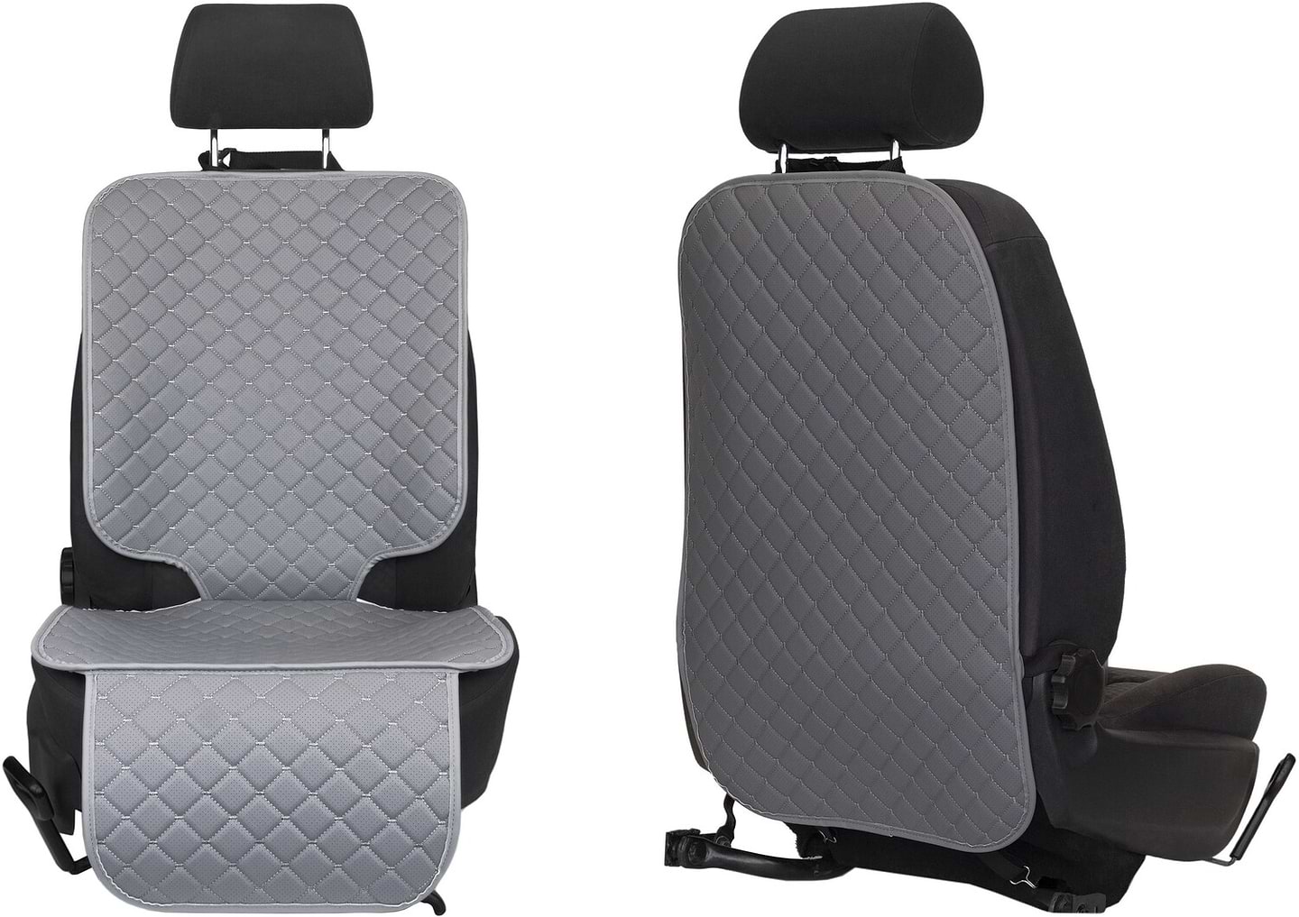 Комплект накидок під дитяче автокрісло та на спинку переднього сидіння автомобіля EVAtech ECO сіра з сірою ниткою, сірий кант SCKIDGGG