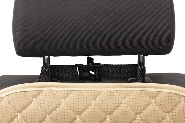 Фото - Комплект накидок под детское автокресло и на спинку переднего сиденья автомобиля EVAtech ECO бежевая с бежевой нитью, бежевый кант SCKIDIII