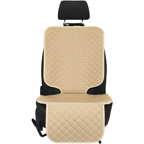 Фото - Комплект накидок под детское автокресло и на спинку переднего сиденья автомобиля EVAtech ECO бежевая с бежевой нитью, бежевый кант SCKIDIII