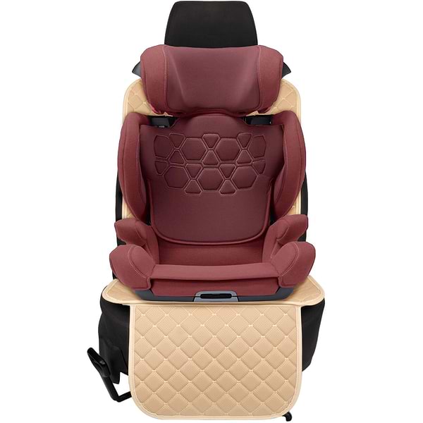 Фото - Комплект накидок под детское автокресло и на спинку переднего сиденья автомобиля EVAtech ECO бежевая с бежевой нитью, бежевый кант SCKIDIII