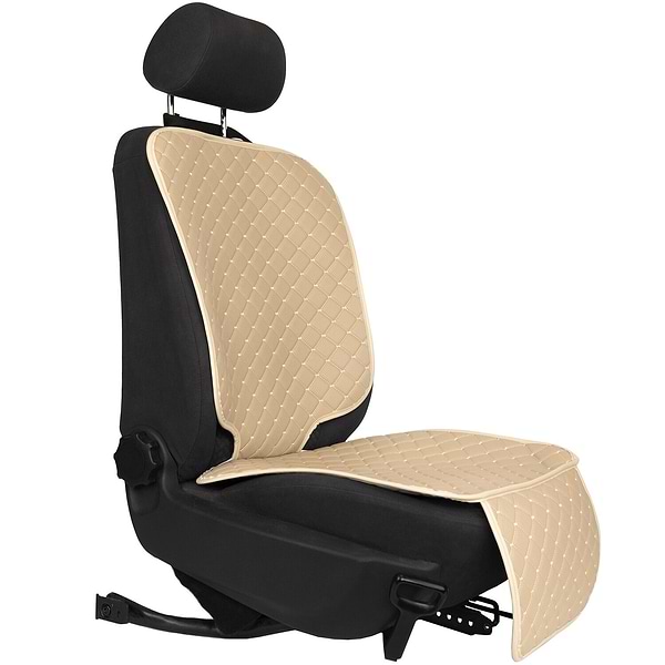 Фото - Комплект накидок под детское автокресло и на спинку переднего сиденья автомобиля EVAtech ECO бежевая с бежевой нитью, бежевый кант SCKIDIII