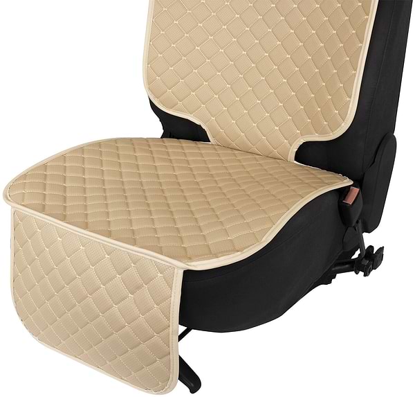 Фото - Комплект накидок под детское автокресло и на спинку переднего сиденья автомобиля EVAtech ECO бежевая с бежевой нитью, бежевый кант SCKIDIII