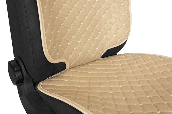 Фото - Комплект накидок под детское автокресло и на спинку переднего сиденья автомобиля EVAtech ECO бежевая с бежевой нитью, бежевый кант SCKIDIII