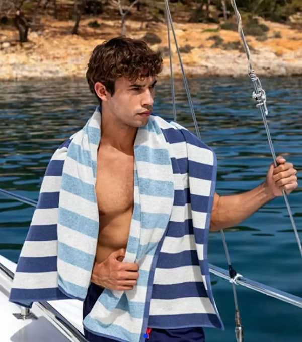 Фото - Полотенце банное OZDILEK DOUBLE C.STRIPE сине-голубое 70х145 см