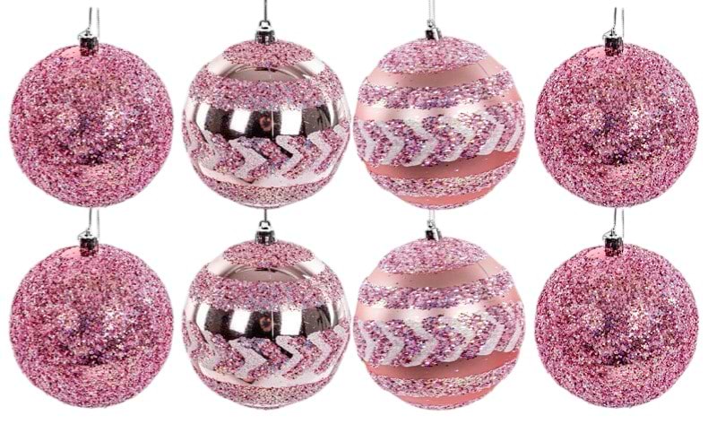 Набір ялинкових іграшок Lefard 8 шт. 10 см рожевий (822-038)