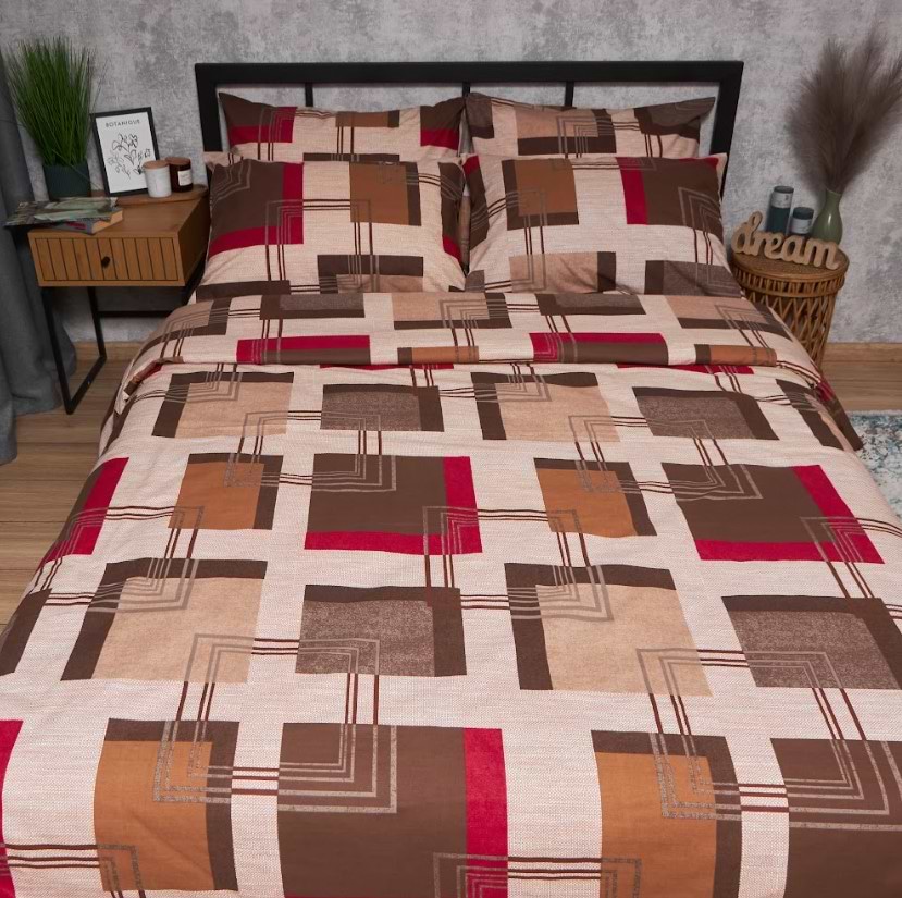 Комплект постельного белья Moon&Star Бязь Gold Люкс «Retro Geometry» King Size 220x240 нав. 2х70х70 (MS-820006687)